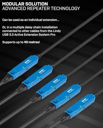 Lindy 43158 Cabo USB 8 m A Preto