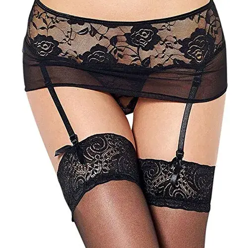 Queen Lingerie Tanga Con Liguero Bordados Florais S/m