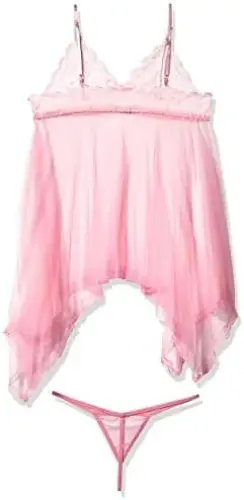 Penthouse Naughty Doll Rosa S/M Babydoll de Encaje com Tanga