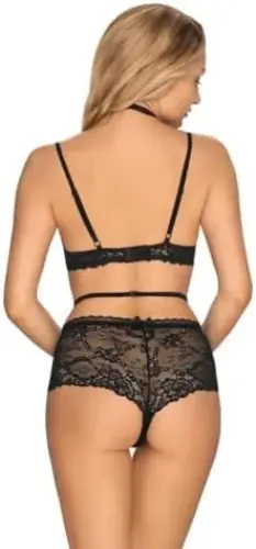 Obsessive Conjunto Raquelia Preto S/M Tamanho 36-38 com Renda Translúcida