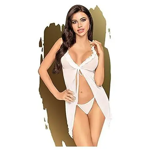 Penthouse Camisa de Noite e Tanga After Sunset Branca P/M Tanga com Laço