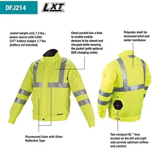 Makita DFJ214ZL Casaco com Ventilação 10,8-18V