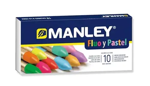 Manley Lápis de Cera Fluor e Pastel 6cm 10 un