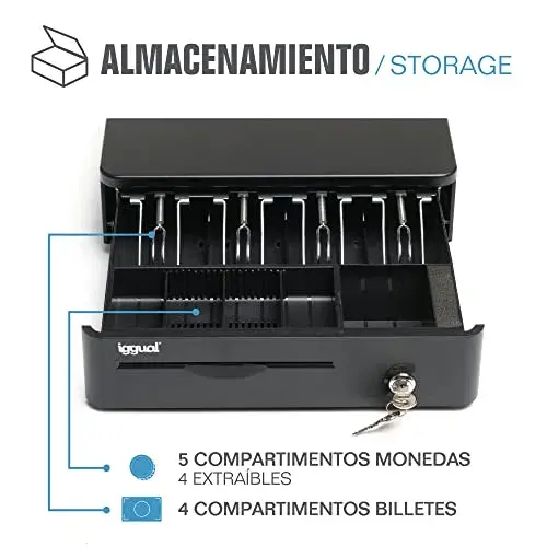 Iggual IRON-10R Gaveta de Dinheiro Automática/Manual RJ11 Segurança