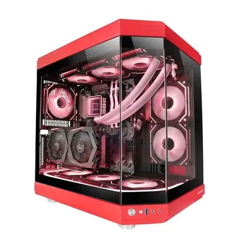 Mars Gaming MC-3T Caixa Midi Tower Vidro Temperado Vermelha com Slots PCI Verticais e USB-C