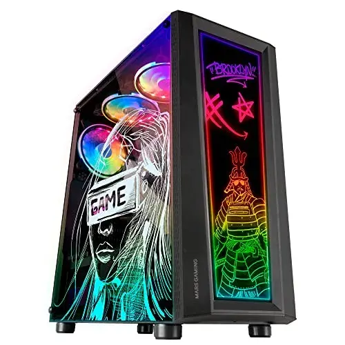 Mars Gaming MCART ATX PC Preto Refrigeração ARGB Luminosidade Customizável