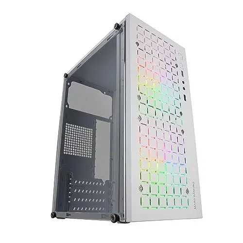 Mars Gaming MCCOREW Caixa de PC Mini Tower Ultra Compacta Branca com Janela, Ventoinhas RGB e Gestão de Cabos