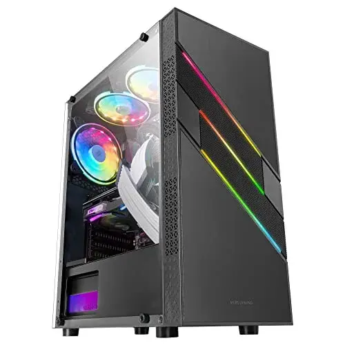 Mars Gaming MCU3 Semitorre PC Preto Full ARGB ATX, Micro ATX, Mini-ITX, vidro temperado