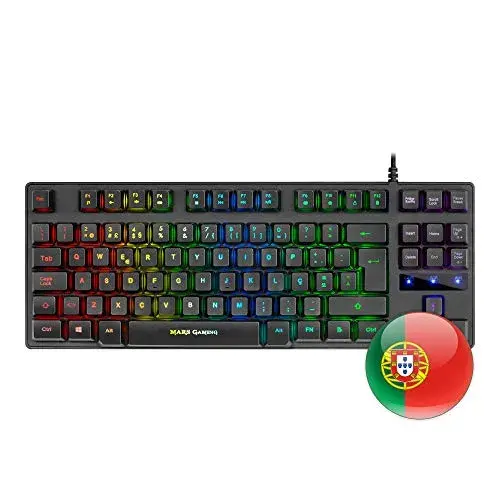 Mars Gaming MKTKLPT Compact TKL H-Mech RED Iluminação RGB Com Fios Portuguese