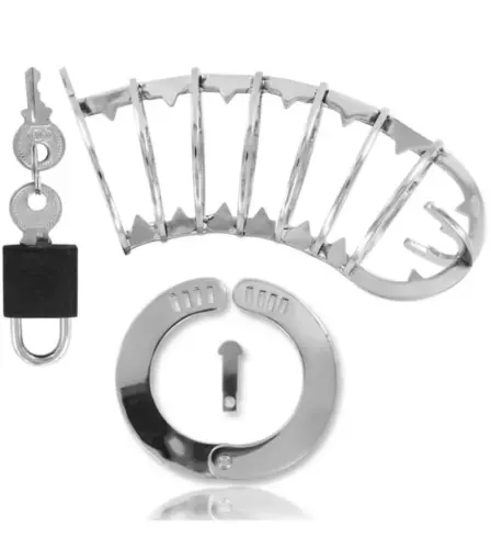 Metal Hard Metal Hard Spiked Chastity Cage 14 cm