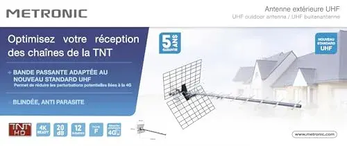 Metronic Antena Exterior UHF 12 Elementos 470-790 MHz Conectada F