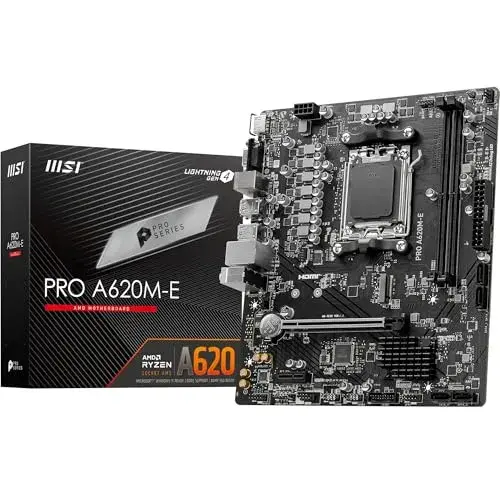 MSI PRO A620M-E AMD A620 Micro ATX Preto Refrigeração passiva e DDR5