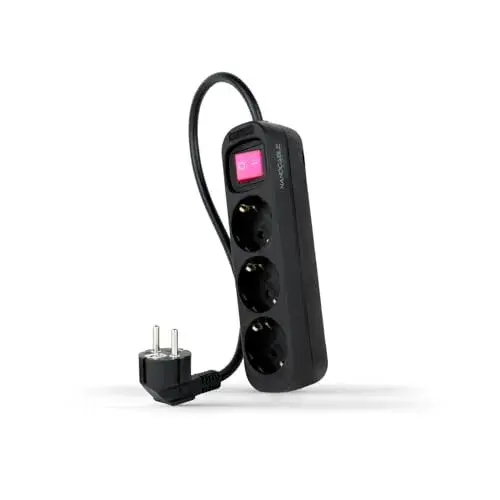 Nanocable Extensão Elétrica 1.4m com 3 Tomadas Tipo F e Interruptor