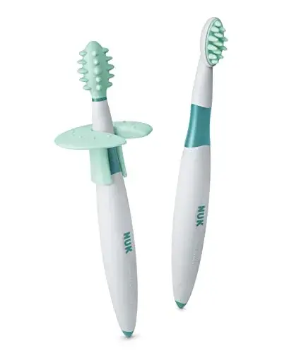 Nuk Conjunto de Escovas de Aprendizagem 6-15 meses com Anel Protetor