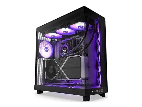 NZXT H6 Flow RGB Midi Tower Preto Vidro Temperado ATX, micro ATX, Mini-ITX, Ventoinhas RGB, Gestção melhorada de cabos