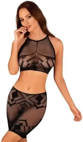 Obsessive K101 Top e Saia Sexy Preto M