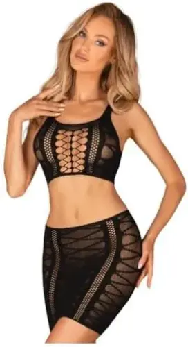 Obsessive K102 Top & Skirt Lingerie Sexy Preto M