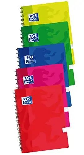 Oxford Caderno Espiral Folio 80 folhas Quadricula 4 mm Pack 5 unidades