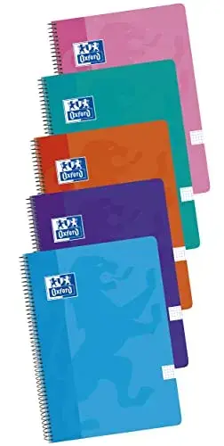 Oxford Caderno Espiral Folio 80 folhas Quadriculado 4 mm Pack 5 Unidades