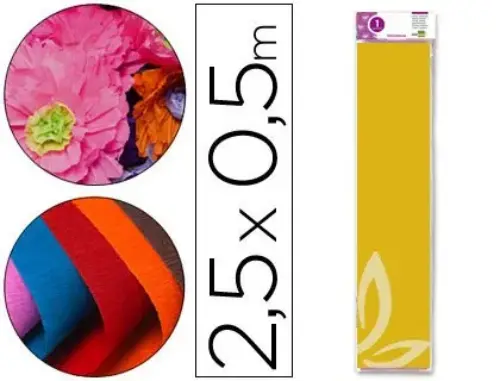 Papel Crepe Amarelo Dourado 50cm 2.5m