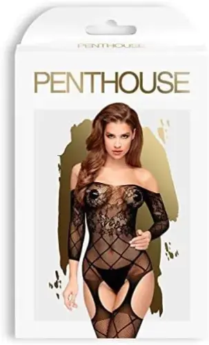 Penthouse Bodystocking Renda Longas Preto S