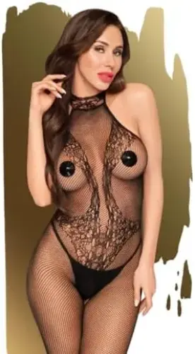 Penthouse First Lady Body de Malla com Encaje Preto XL