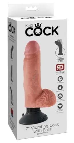 Pipedream King Cock Vibrador 7″ com bolas, realista e forte
