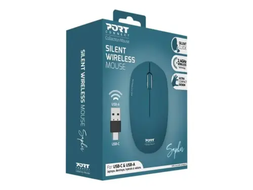 Port Designs 900545 Mouse Wireless 1600DPI USB-C USB-A Safira