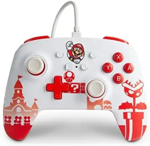 PowerA Comando com fios Mario Nintendo Switch Vermelho branco