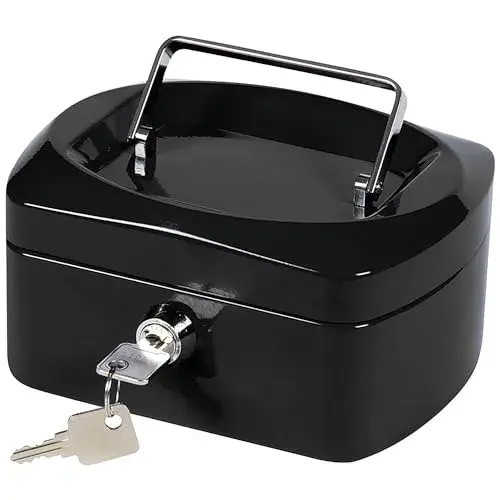 Q-Connect Cofre com Bandeja para Moedas 152x80x115mm Black