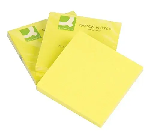 Q-Connect Bloco Adesivos 75x75mm Neon Yellow