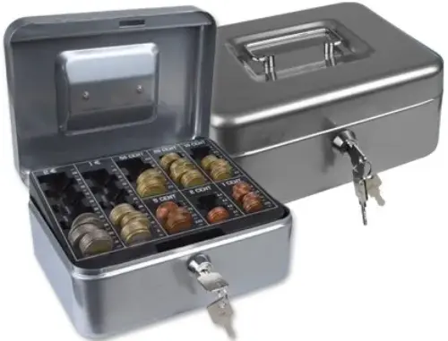 Q-Connect Cofre com Bandeja para Moedas 152x80x115mm Segurança Silver