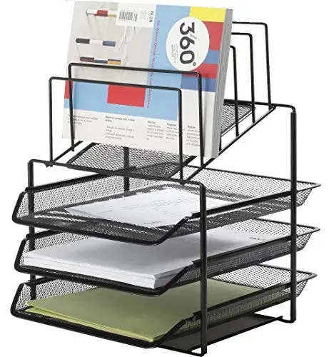 Q-Connect Organizador de Secretária 3 Gavetas Preto