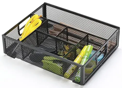 Q-Connect Organizador de Secretária 6 Depts. Preto