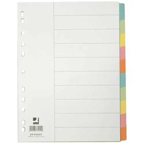 Q-Connect Separadores 10 Cartolina Colorida A4