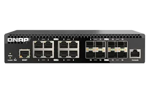 QNAP QSW-M3216R-8S8T Switch Gerido 10G Ethernet 8 Portas Preto