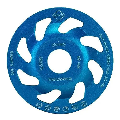 Rubi Mola de fundo Fan Cup para betão 100mm Prateado