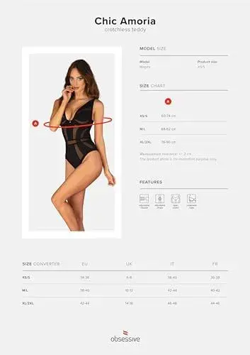 Obsessive Chic Amoria Teddy Crotchless XS/S