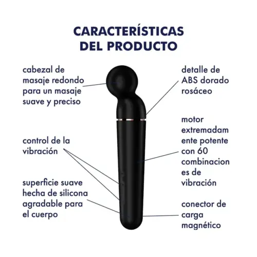 Satisfyer Planet Wand-er Vibrador Recarregável Silicone Preto e Dourado
