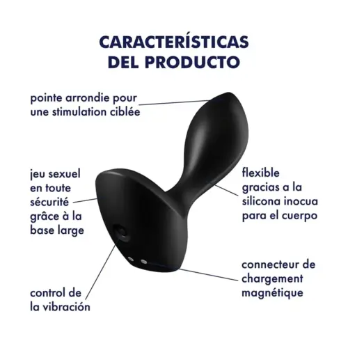 Satisfyer Plug Anal silicone Preto 14 programas de vibração