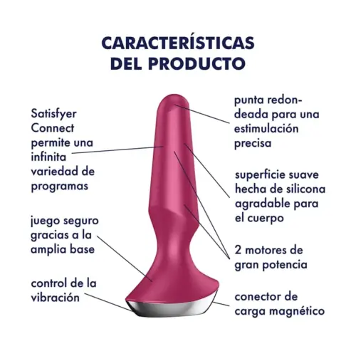 Satisfyer Plug Anal Silicone Vermelho Vibrador Controlável