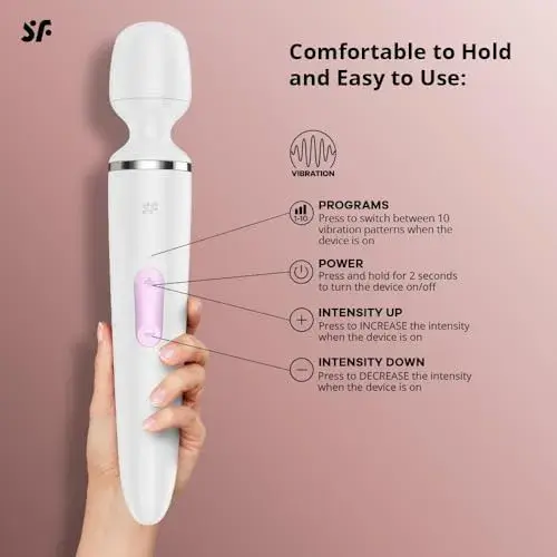 Satisfyer Wand-er White Recarregável Silicone Preto