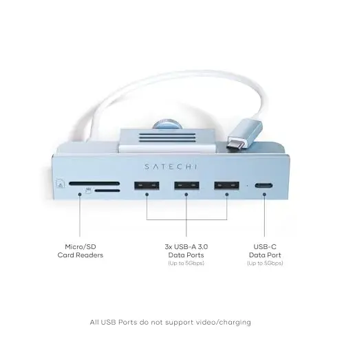 Satechi Hub USB-C Clamp iMac 24″ 2021 USB-C, USB-A e Leitura Micro/SD