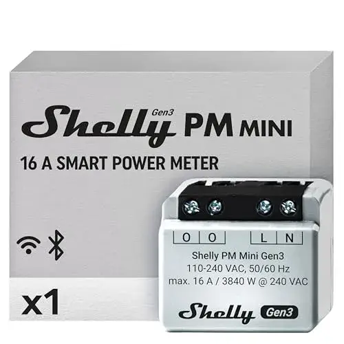 Shelly Medidor de Energia Wi-Fi Bluetooth 16A