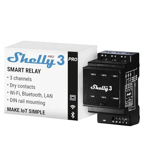 Shelly Relé Trifásico 48A com Wi-Fi, Bluetooth e LAN
