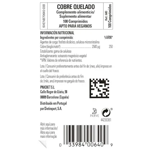 Solgar Chelated Copper 2.5mg 100 Cápsulas