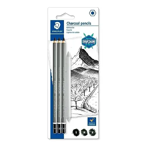 Staedtler Conjunto Lápis Charcoal + Esfuminho Preto 2 unidades Madeira