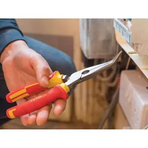 Stanley Alicate Ponta Curva 33,5x25x12mm Cromado Amarelo e Preto Para Instalação Elétrica
