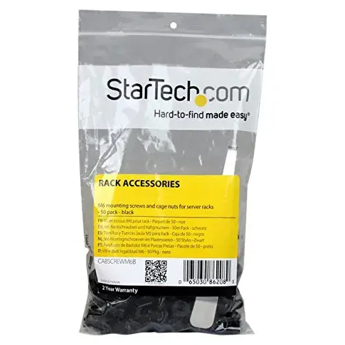 Startech.com CABSCREWM6B Parafusos Porcas Jaula M6 Preto
