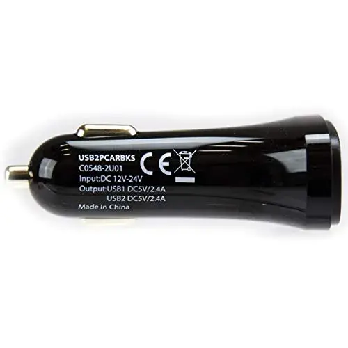 Startech.com USB2PCARBKS 24W Carregador com 2 Portas Branco